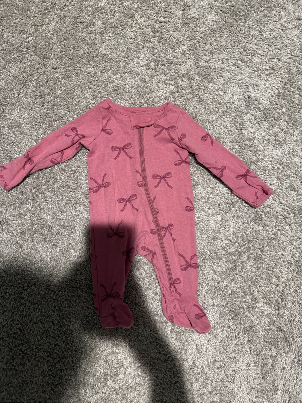 Carter's Mauve Pink Bow-Print Footed One-Piece